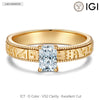 IGI Certified Lab-Grown Radiant Cut Diamond - Solitaire Classic Engagement Ring 14K Yellow Gold Plated (Includes IGI Certification from International Gemological Institute)