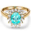 Oval Brilliant Cut Electric Lagoon Hue Lab-Certified Paraiba Tourmaline - Halo Classic Engagement Ring 14K Yellow Gold Plated (Includes GRC Certification from Gemstone Research Center)