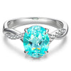 Oval Brilliant Cut Electric Lagoon Hue Lab-Certified Paraiba Tourmaline - Pave Classic Engagement Ring White Gold Plated (Includes GRC Certification from Gemstone Research Center)