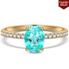 Oval Brilliant Cut Electric Lagoon Hue Lab-Certified Paraiba Tourmaline - Pave Classic Engagement Ring 14K Yellow Gold Plated (Includes GRC Certification from Gemstone Research Center)