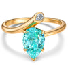 Pear Brilliant Cut Electric Lagoon Hue Lab-Certified Paraiba Tourmaline - Classic Engagement Ring 14K Yellow Gold Plated (Includes GRC Certification from Gemstone Research Center)