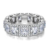 Radiant Modified Brilliant Cut Diamond White Ice-Frosted Sparkle Lab Zircon - Eternity Ring White Gold Plated