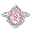 7*10mm Pear Modified Brilliant Cut Fancy Vivid Pink Ice-Frosted Sparkle Lab Zircon - Halo Classic Engagement Ring White Gold Plated