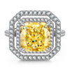 10*10mm Radiant Modified Brilliant Cut Fancy Vivid Yellow Ice-Frosted Sparkle Lab Zircon - Halo Classic Engagement Ring White Gold Plated
