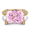 14*10mm Radiant Modified Brilliant Cut Fancy Vivid Pink Ice-Frosted Sparkle Lab Zircon - Pave Classic Engagement Ring 14K Yellow Gold Plated