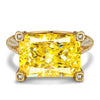 14*10mm Radiant Modified Brilliant Cut Fancy Vivid Yellow Ice-Frosted Sparkle Lab Zircon - Pave Classic Engagement Ring 14K Yellow Gold Plated