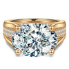 14*10mm Oval Modified Brilliant Cut Ice-Frosted Sparkle Lab Zircon - Pave Classic Engagement Ring 14K Yellow Gold Plated
