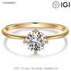 IGI Certified Lab-Grown Round Brilliant Cut Diamond - Hidden Halo Classic Engagement Ring 14K Yellow Gold Plated (Includes IGI Certification from International Gemological Institute)