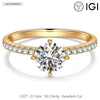 IGI Certified Lab-Grown Round Brilliant Cut Diamond - Hidden Halo Classic Engagement Ring 14K Yellow Gold Plated (Includes IGI Certification from International Gemological Institute)