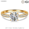 IGI Certified Lab-Grown Round Brilliant Cut Diamond - Pave Classic Engagement Ring 14K Yellow Gold Plated (Includes IGI Certification from International Gemological Institute)