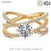 IGI Certified Lab-Grown Round Brilliant Cut Diamond - Pave Classic Engagement Ring 14K Yellow Gold Plated (Includes IGI Certification from International Gemological Institute)