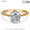 IGI Certified Lab-Grown Oval Brilliant Cut Diamond - Hidden Halo Classic Engagement Ring 14K Yellow Gold Plated (Includes IGI Certification from International Gemological Institute)