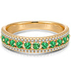 Round Brilliant Cut Vivid Colombian Green Lab-Certified Emerald - Half Eternity Ring 14K Yellow Gold Plated (Includes GRC Certification from Gemstone Research Center)