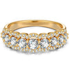 Lab-Certified Round Brilliant Cut Moissanite - Half Eternity Ring 14K Yellow Gold Plated (Includes GRA Certification from Gemological Research Association)