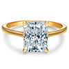 Lab-Certified Radiant Cut Moissanite - Hidden Halo Classic Engagement Ring 14K Yellow Gold Plated (Includes GRA Certification from Gemological Research Association)