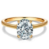 Lab-Certified Oval Brilliant Cut Moissanite - Hidden Halo Classic Engagement Ring 14K Yellow Gold Plated (Includes GRA Certification from Gemological Research Association)