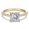 Lab-Certified Princess Cut Moissanite - Hidden Halo Classic Engagement Ring 14K Yellow Gold Plated (Includes GRA Certification from Gemological Research Association)