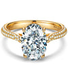 Lab-Certified Oval Brilliant Cut Moissanite - Hidden Halo Classic Engagement Ring 14K Yellow Gold Plated (Includes GRA Certification from Gemological Research Association)
