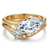 Lab-Certified Marquise Brilliant Cut Moissanite - Classic Stackable Ring Sets 14K Yellow Gold Plated (Includes GRA Certification from Gemological Research Association)