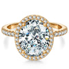 Oval Brilliant Cut Lab-Certified Moissanite - Halo Classic Engagement Ring 14K Yellow Gold Plated (Includes GRA Certification from Gemological Research Association)