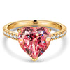Heart Brilliant Cut Fancy Vivid Sunset Peach Hue Lab-Certified Padparadscha Sapphire - Halo Classic Engagement Ring 14K Yellow Gold Plated (Includes GRC Certification from Gemstone Research Center)