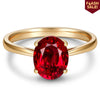 Oval Brilliant Cut Vivid Pigeon Blood Red Lab-Certified Ruby - Solitaire Classic Engagement Ring 14K Yellow Gold Plated (Includes GRC Certification from Gemstone Research Center)