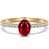 Oval Brilliant Cut Vivid Pigeon Blood Red Lab-Certified Ruby - Pave Classic Engagement Ring 14K Yellow Gold Plated (Includes GRC Certification from Gemstone Research Center)