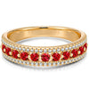 Round Brilliant Cut Vivid Pigeon Blood Red Lab-Certified Ruby - Half Eternity Ring 14K Yellow Gold Plated (Includes GRC Certification from Gemstone Research Center)