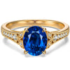 Oval Brilliant Cut Royal Blue Hue Lab-Certified Blue Sapphire - Pave Classic Engagement Ring 14K Yellow Gold Plated (Includes GRC Certification from Gemstone Research Center)