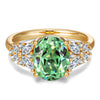 Oval Brilliant Cut Fancy Vivid Lagoon Mint Hue Lab-Certified Teal & Green Sapphire - Pave Classic Engagement Ring 14K Yellow Gold Plated (Includes GRC Certification from Gemstone Research Center)