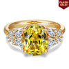 Exclusive Flash Deal Oval Brilliant Cut Fancy Vivid Yellow Lab-certified Yellow Sapphire - Pave Classic Engagement Ring 14K Yellow Gold Plated (Includes GRC Certification from Gemstone Research Center)