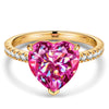 Heart Brilliant Cut Fancy Vivid Rose Hue Lab-Certified Pink Sapphire - Halo Classic Engagement Ring 14K Yellow Gold Plated (Includes GRC Certification from Gemstone Research Center)