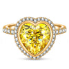 10*10mm Heart Brilliant Cut Fancy Vivid Yellow Lab-Certified Yellow Sapphire - Halo Classic Engagement Ring 14K Yellow Gold Plated (Includes GRC Certification from Gemstone Research Center)