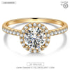 IGI Certified Lab-Grown Round Brilliant Cut Diamond - Halo Classic Engagement Ring Solid 14K Yellow Gold (Includes IGI Certification from International Gemological Institute)