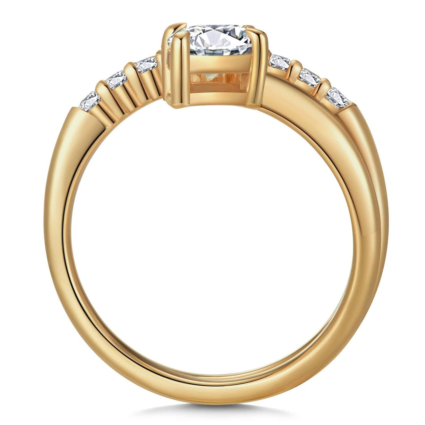 IGI Certified Lab-Grown Marquise Brilliant Cut Diamond - Pave Classic Engagement Ring 14K Yellow Gold Plated (Includes IGI Certification from International Gemological Institute)