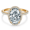 Lab-Certified Oval Brilliant Cut Moissanite - Halo Classic Engagement Ring 14K Yellow Gold Plated (Includes GRA Certification from Gemological Research Association)