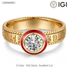 IGI Certified Lab-Grown Round Brilliant Cut Diamond - Solitaire Classic Engagement Ring 14K Yellow Gold Plated (Includes IGI Certification from International Gemological Institute)