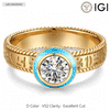 IGI Certified Lab-Grown Round Brilliant Cut Diamond - Solitaire Classic Engagement Ring 14K Yellow Gold Plated (Includes IGI Certification from International Gemological Institute)