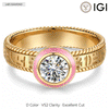 IGI Certified Lab-Grown Round Brilliant Cut Diamond - Solitaire Classic Engagement Ring 14K Yellow Gold Plated (Includes IGI Certification from International Gemological Institute)