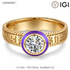 IGI Certified Lab-Grown Round Brilliant Cut Diamond - Solitaire Classic Engagement Ring 14K Yellow Gold Plated (Includes IGI Certification from International Gemological Institute)