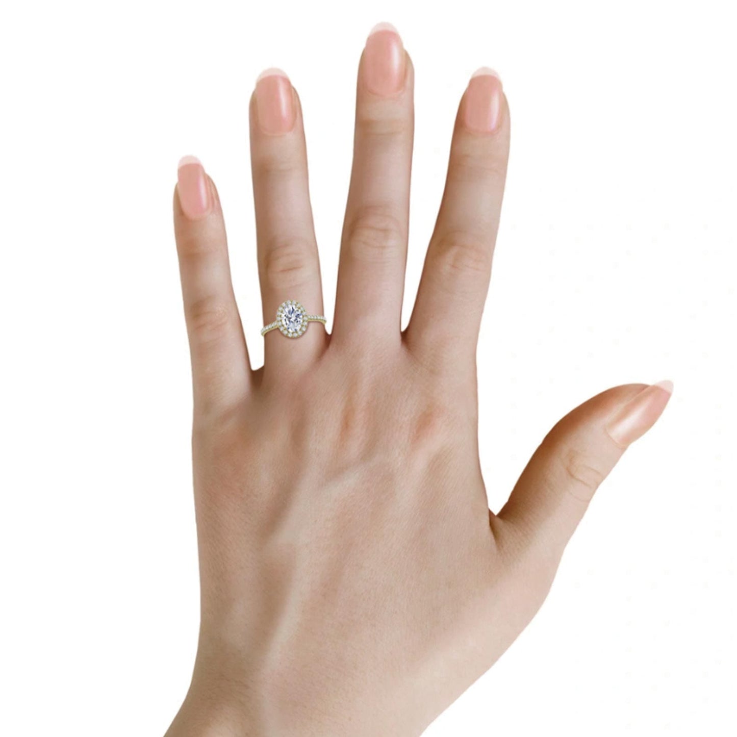 IGI Certified Lab-Grown Oval Brilliant Cut Diamond - Halo Classic Engagement Ring Solid 14K Yellow Gold (Includes IGI Certification from International Gemological Institute)