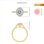 IGI Certified Lab-Grown Oval Brilliant Cut Diamond - Halo Classic Engagement Ring Solid 14K Yellow Gold (Includes IGI Certification from International Gemological Institute)