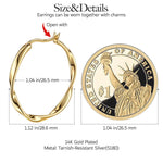 Happy Transport Tarnish-resistant Silver Charms Earrings Set M Size Classic Hoop Earrings with Sterling Silver Ear Post With Enamel In 14K Gold Plated