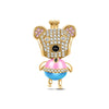 Princess Bear Tarnish-resistant Silver Dangle Charms With Enamel In 14K Gold Plated