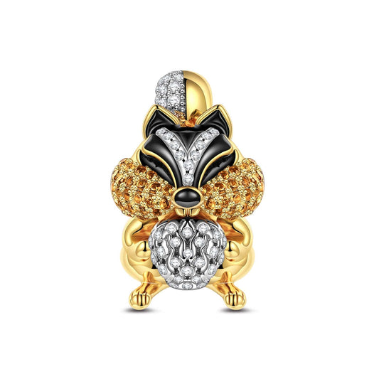 gona- Cute Squirrel Tarnish-resistant Silver Charms With Enamel In 14K Gold Plated