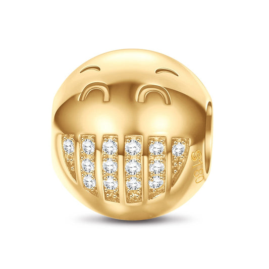 gona- Beaming Emoji Tarnish-resistant Silver Charms In 14K Gold Plated