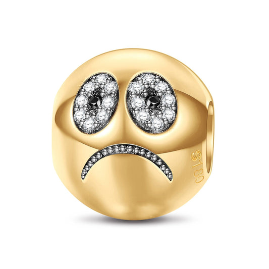 gona- Frowning Face Emoji Tarnish-resistant Silver Charms With Enamel In 14K Gold Plated