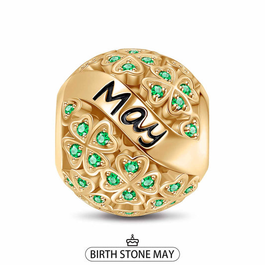 gona- May Birthstone Tarnish-resistant Silver Charms With Enamel In 14K Gold Plated