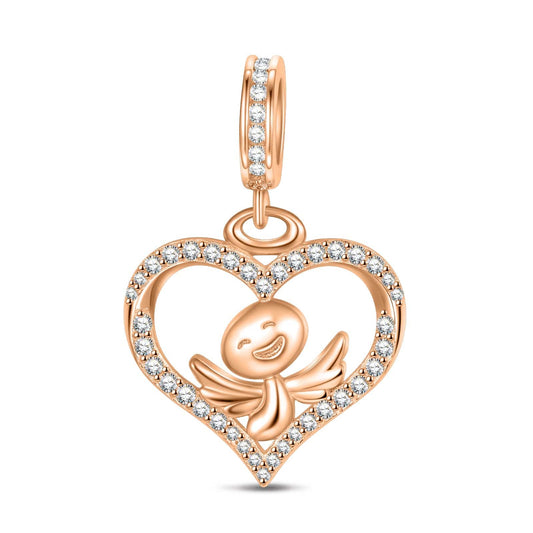 gona- Smiling Angel Tarnish-resistant Silver Dangle Charms In Rose Gold Plated