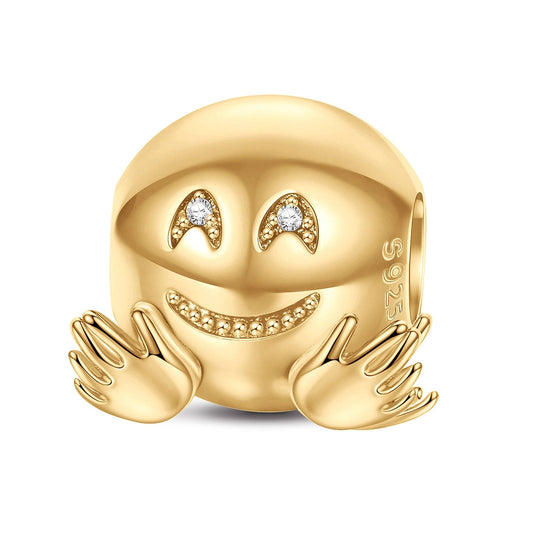gona- Sterling Silver Hugs Emoji Charms In 14K Gold Plated